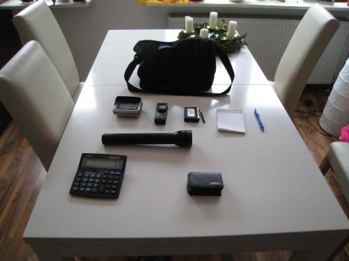 Meine Ausr&uuml;stung, man weis ja nie was da auf einen zukommt. Bei den Organisatoren :-)